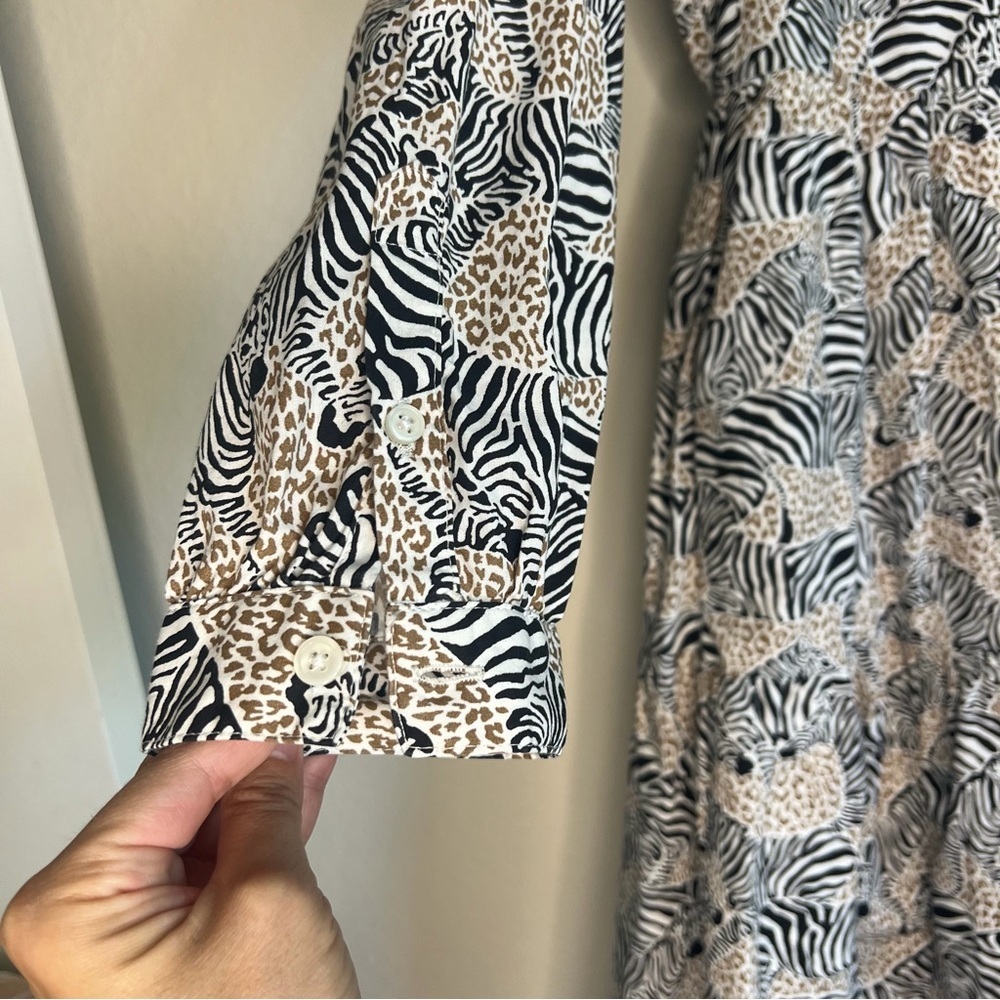 J. Crew Black and White Zebra Cheetah Print Long Sleeve Dress - Picture 4 of 13